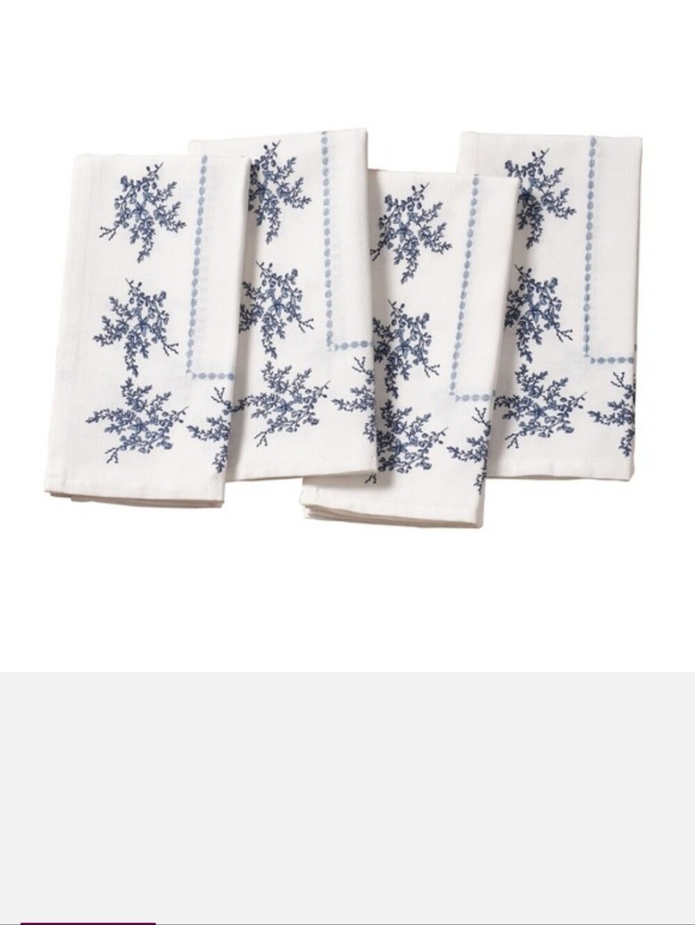 Blue Floral Cotton Napkin Set - Home Kitchen